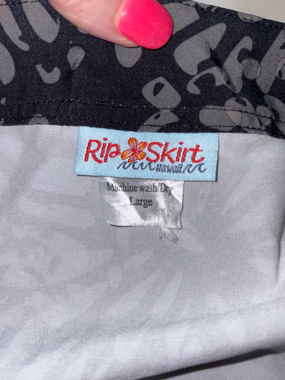 RipSkirt Hawaii Length 2 Wrap Skirt Large Black Gray Floral Quick Dry - Picture 5 of 7